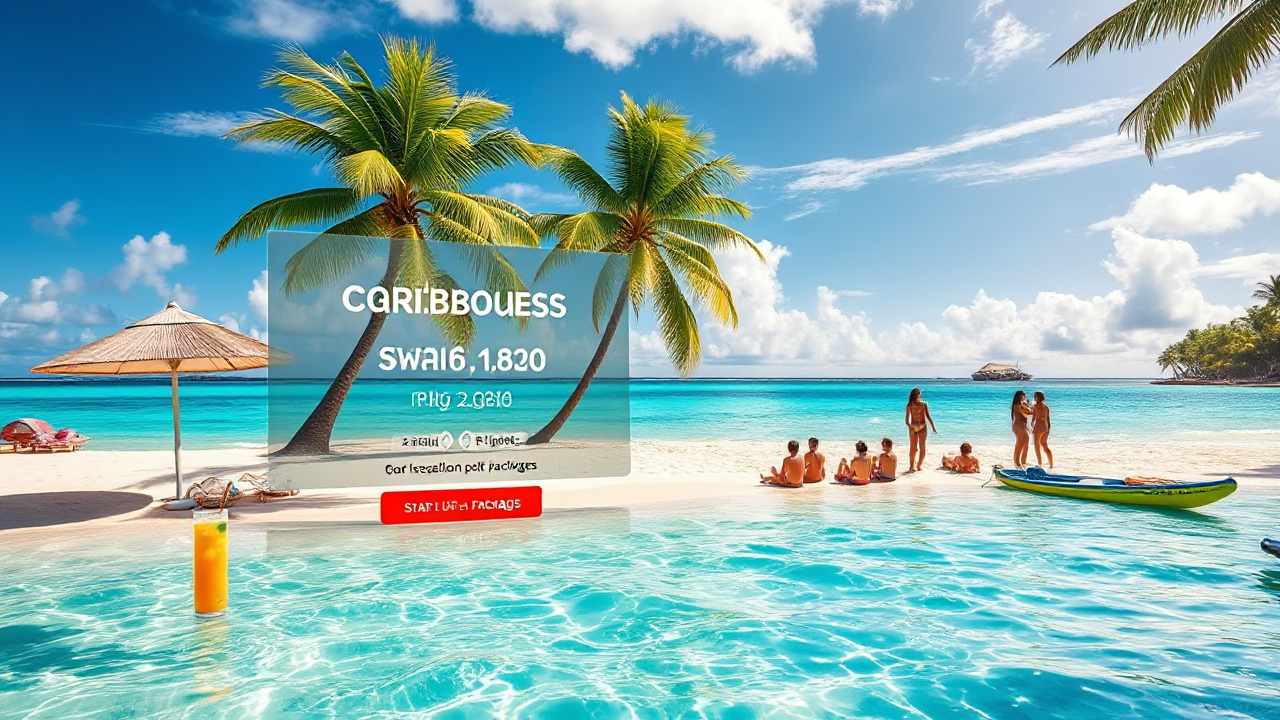 Imagem de belas ilhas do Caribe com pacotes de viagem a preços reduzidos.