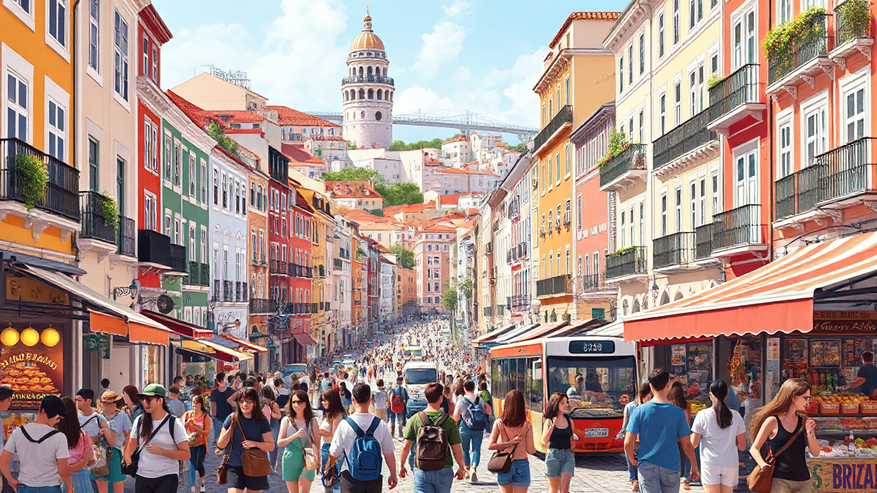 Imagem destacando pontos turísticos de Portugal, um destino popular entre brasileiros em 2025.