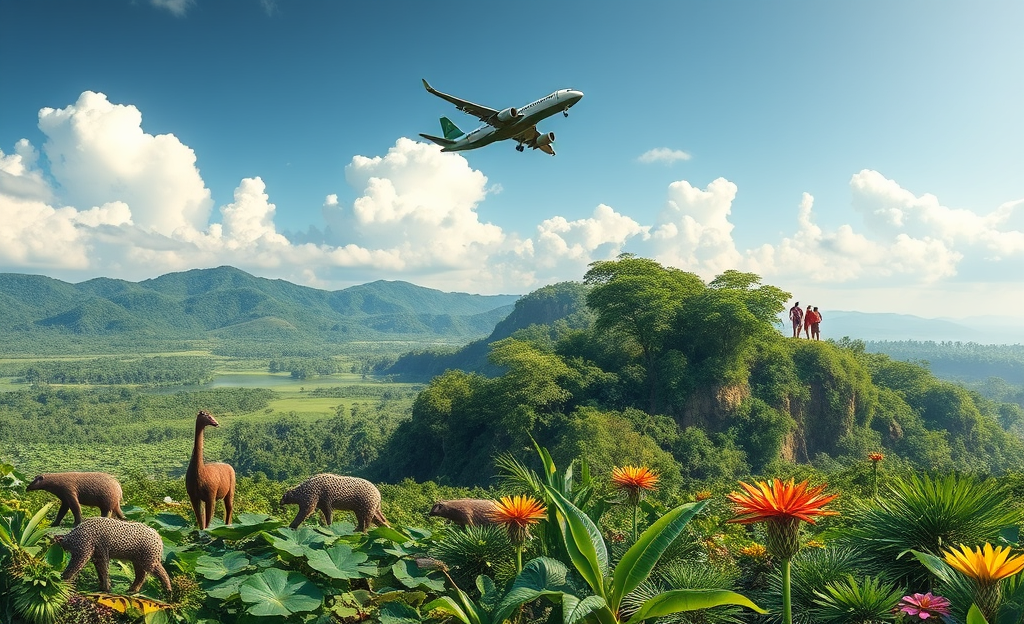 Imagem representativa do ecoturismo no Pantanal e Amazônia, destacando a beleza natural e a biodiversidade.